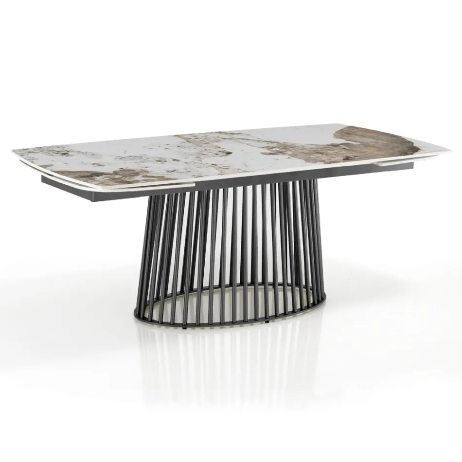 Rozkládací stůl na 260 cm v keramickém, mramorovém a kovovém provedení - Veneto Viadurini
