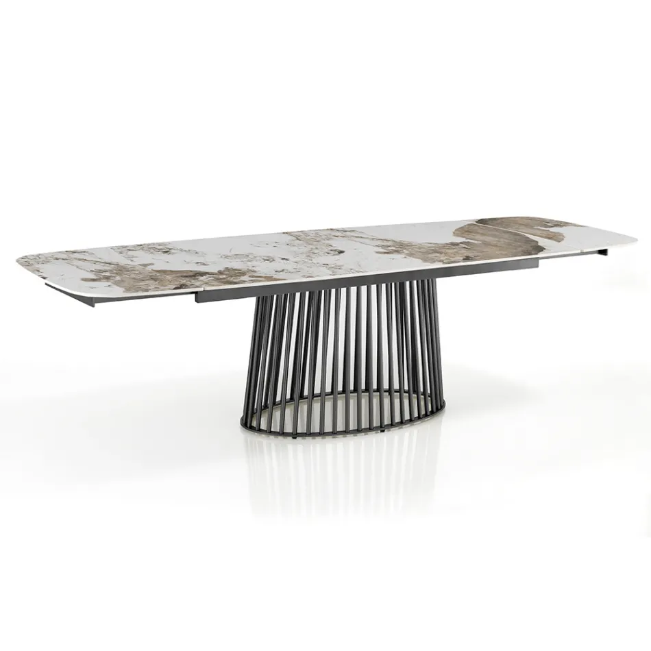 Rozkládací stůl na 260 cm v keramickém, mramorovém a kovovém provedení - Veneto Viadurini