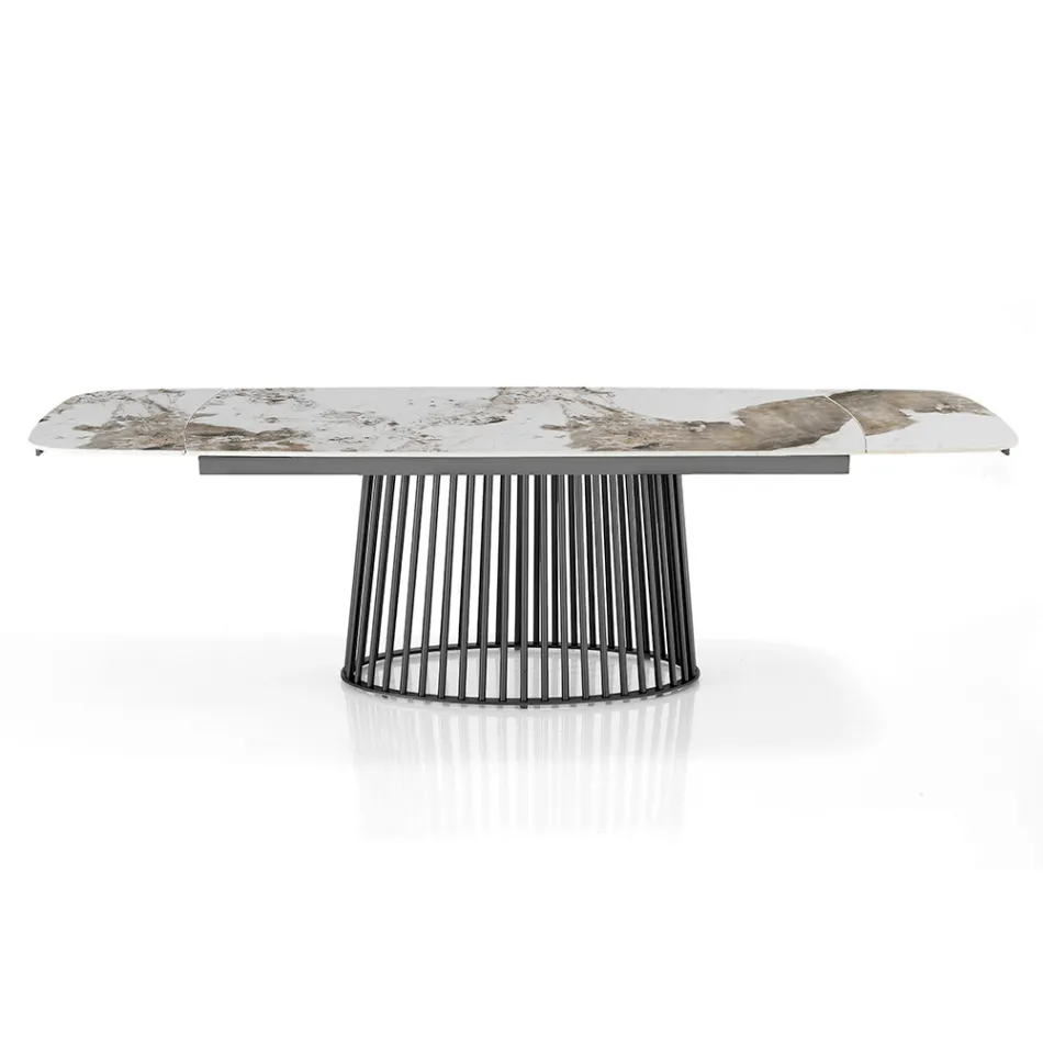 Rozkládací stůl na 260 cm v keramickém, mramorovém a kovovém provedení - Veneto Viadurini