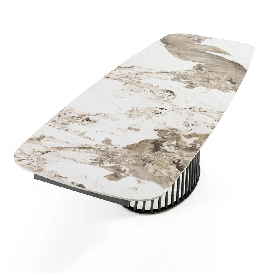 Rozkládací stůl na 260 cm v keramickém, mramorovém a kovovém provedení - Veneto Viadurini