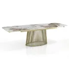 Rozkládací stůl na 260 cm v keramickém, mramorovém a kovovém provedení - Veneto Viadurini