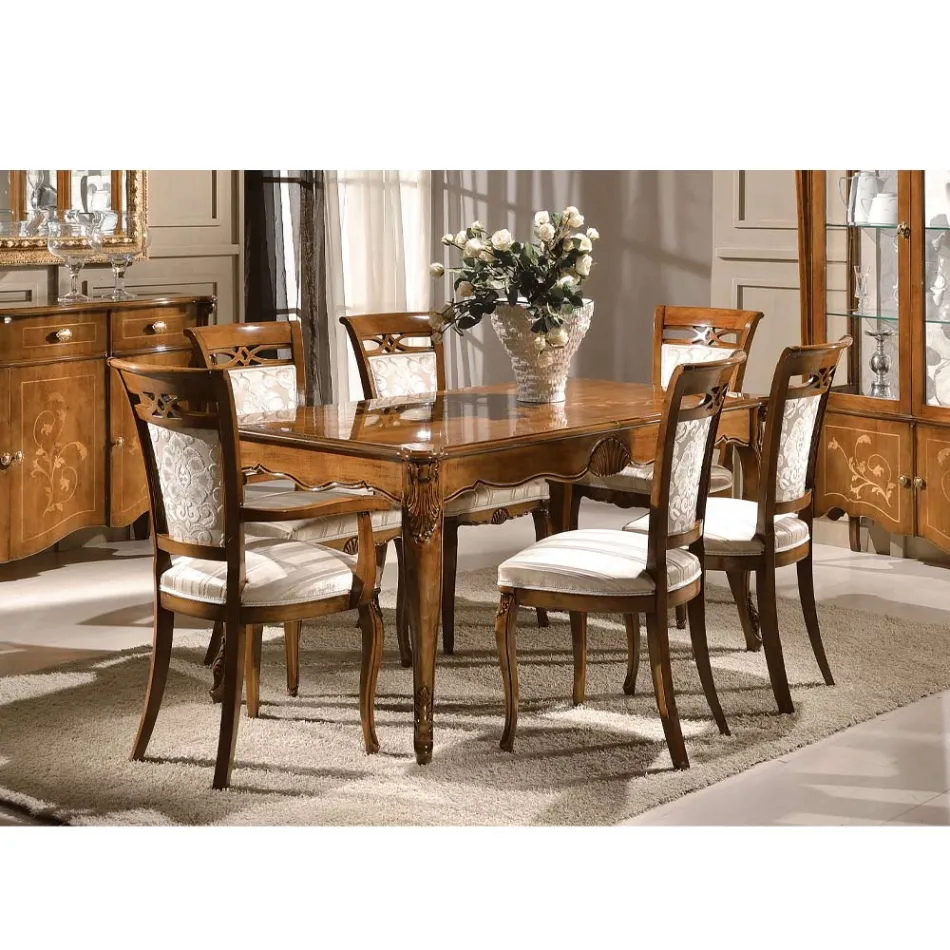 Rozkládací stůl na 280 cm z ořechového dřeva Bassano Made in Italy - Caligola Viadurini