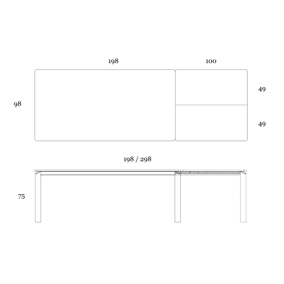 Rozkládací stůl na 298 cm z keramiky a kovu Made in Italy - Tulipán Viadurini