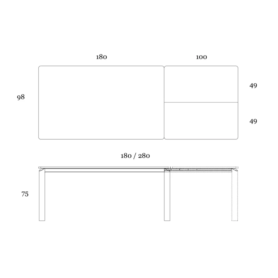 Rozkládací stůl na 298 cm z keramiky a kovu Made in Italy - Tulipán Viadurini