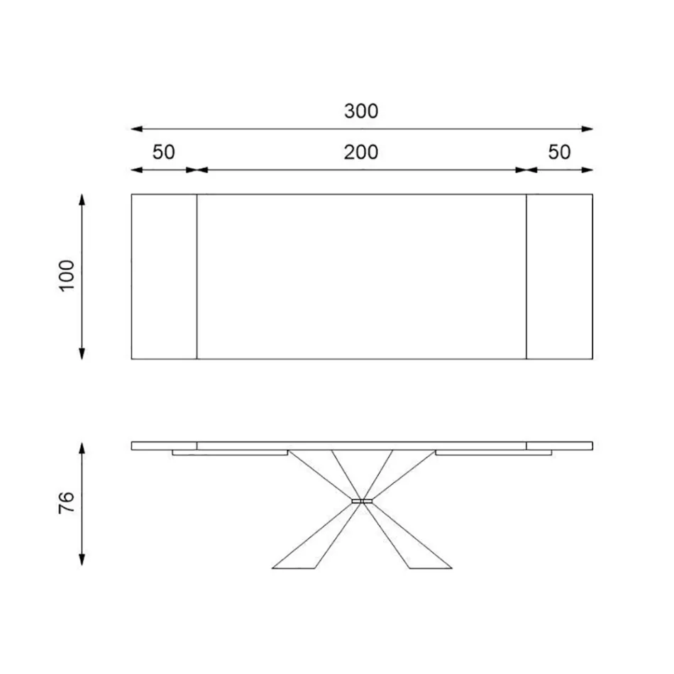 Rozkládací stůl na 300 cm s kovovou základnou a dubovou deskou - Navy Viadurini