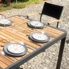 Rozkládací stůl na 300 cm s posuvnými nohami z hliníku a teaku - Felix Viadurini