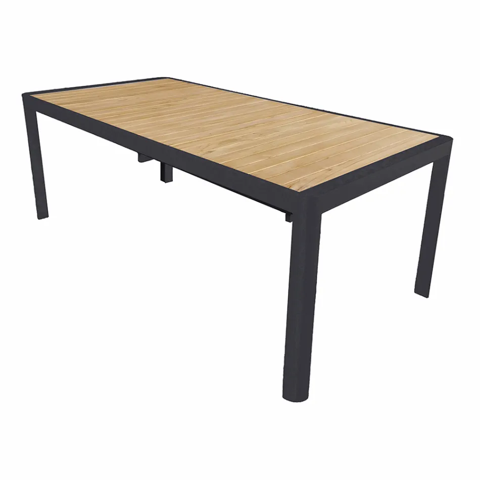 Rozkládací stůl na 300 cm s posuvnými nohami z hliníku a teaku - Felix Viadurini