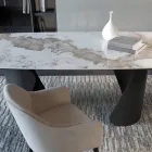 Rozkládací stůl 300 cm z kovu a desky ze slinutého kamene - Taviria Viadurini