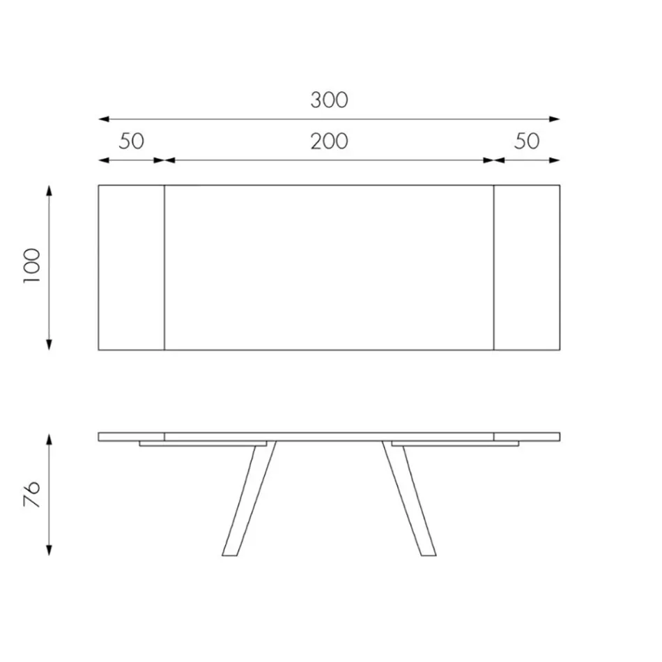 Rozkládací stůl na 300 cm z dubové dýhy a hliníkové základny - Travis Viadurini