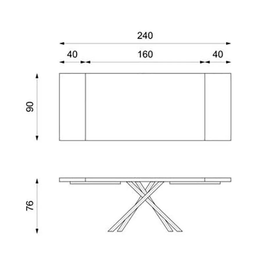Rozkládací stůl na 300 cm v dubové dýze a černé kovové podnoži - Xino Viadurini