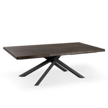 Rozkládací stůl na 300 cm v dubové dýze a černé kovové podnoži - Xino Viadurini