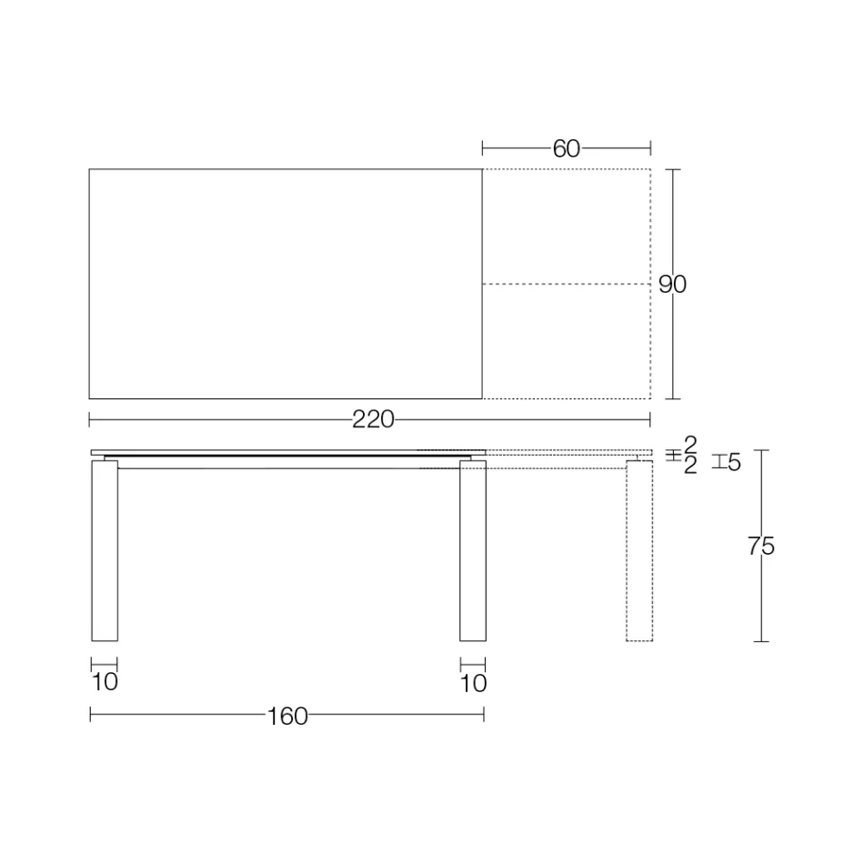 Rozkládací stůl 310 cm s laminátovou deskou a kovovou základnou - Spilla Viadurini