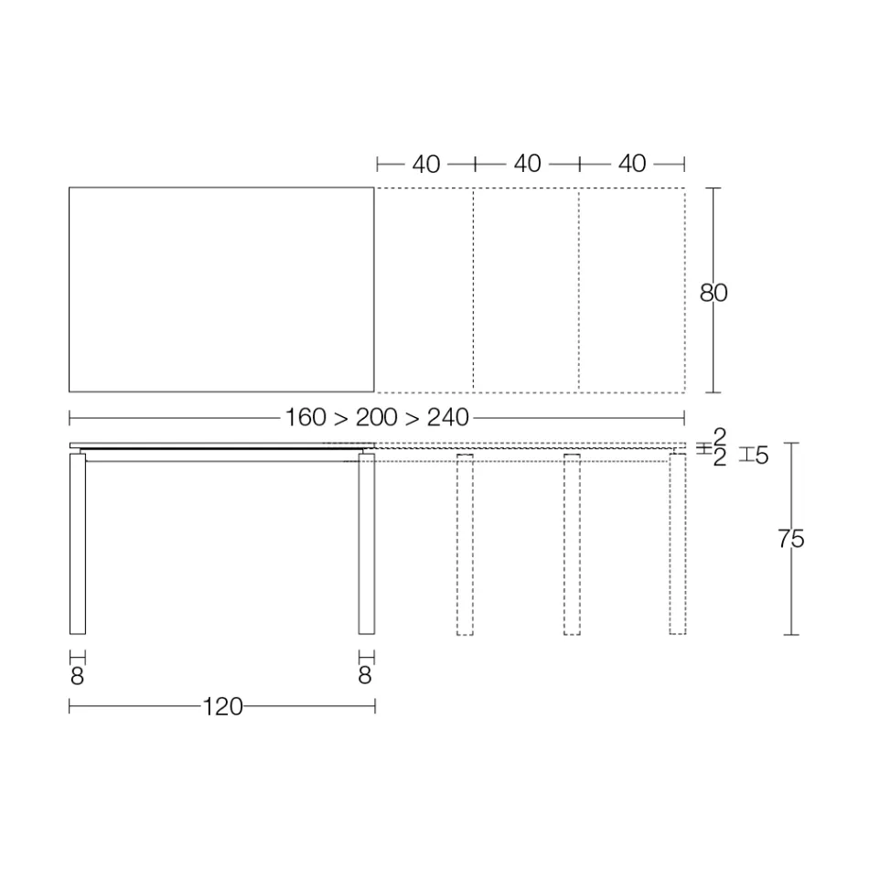 Rozkládací stůl 310 cm s laminátovou deskou a kovovou základnou - Spilla Viadurini
