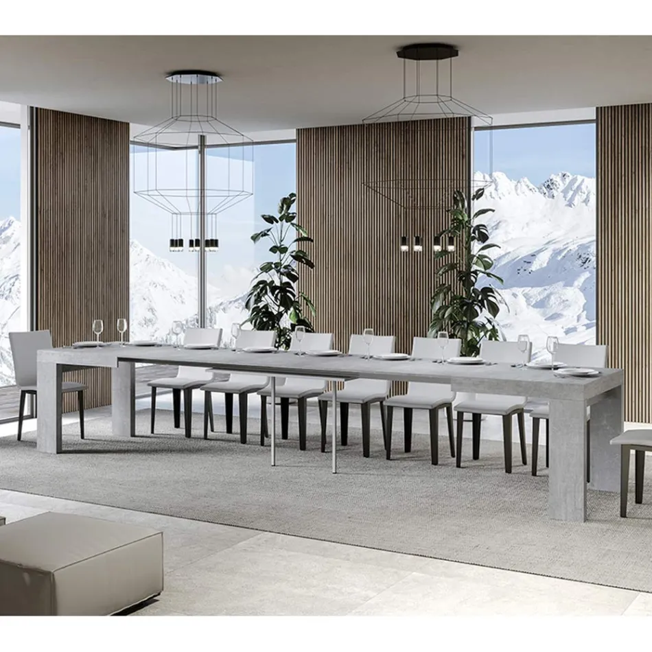 Rozkládací stůl na 440 cm z dřevěných mikročástic vyrobených v Itálii - strom Viadurini