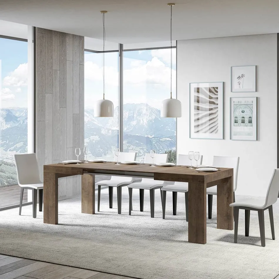 Rozkládací stůl na 440 cm z dřevěných mikročástic vyrobených v Itálii - strom Viadurini