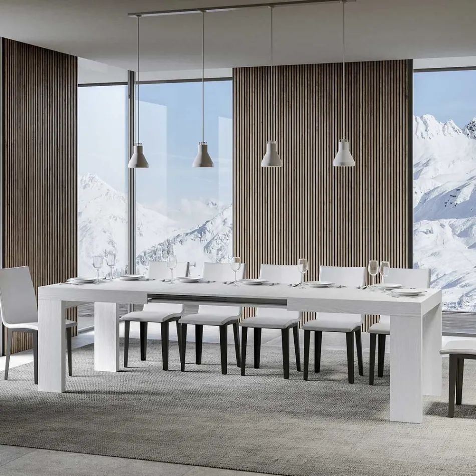 Rozkládací stůl na 440 cm z dřevěných mikročástic vyrobených v Itálii - strom Viadurini