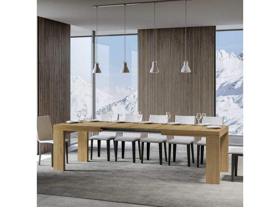 Rozkládací stůl na 440 cm z dřevěných mikročástic vyrobených v Itálii - strom Viadurini