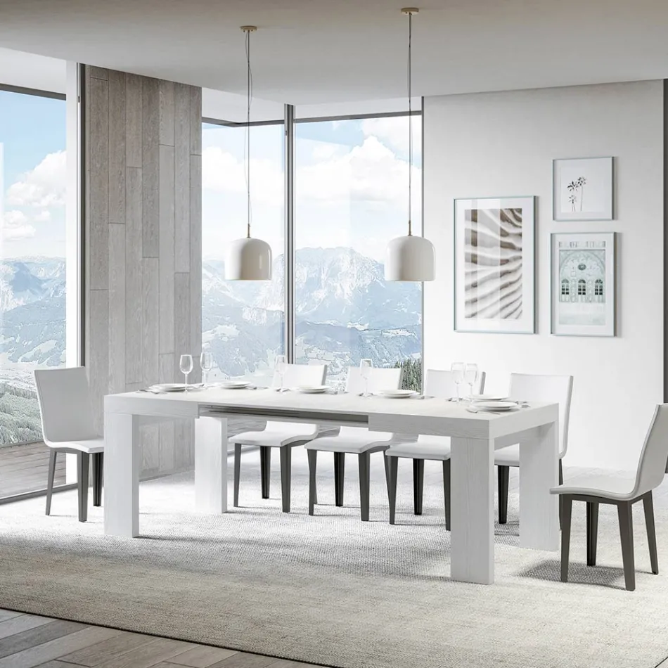 Rozkládací stůl na 440 cm z dřevěných mikročástic vyrobených v Itálii - strom Viadurini