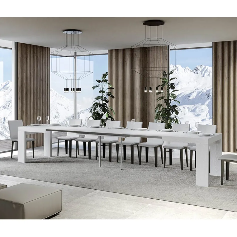 Rozkládací stůl na 440 cm z dřevěných mikročástic vyrobených v Itálii - strom Viadurini