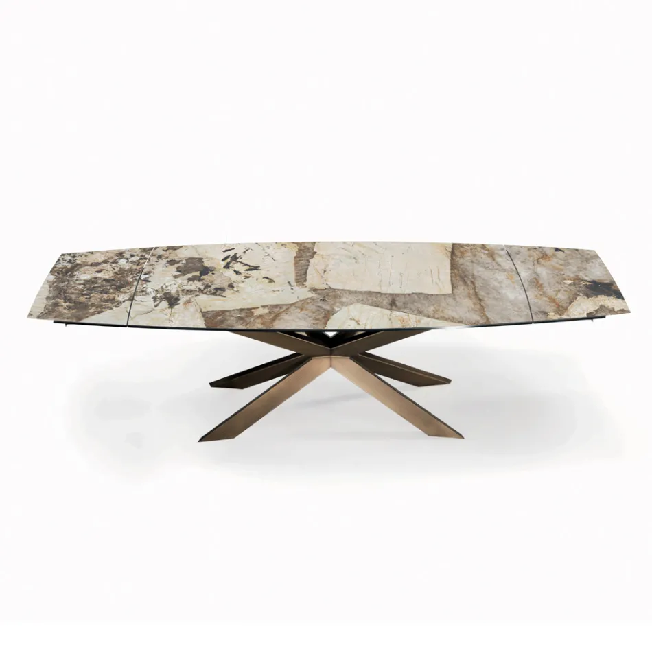 Rozkládací stůl ve tvaru sudu s integrovanými nástavci Made in Italy - Grotta Viadurini