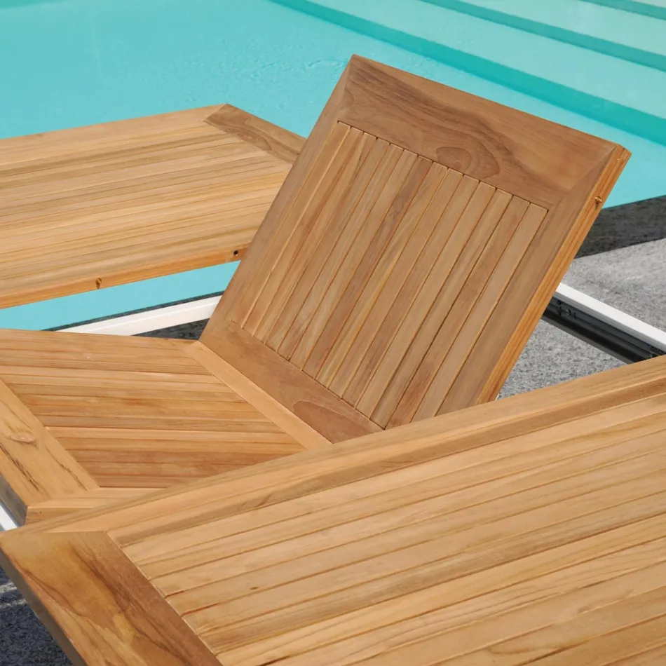 Rozkládací stůl Butterfly na 210 cm z hliníkové a teakové desky - Incanto Viadurini