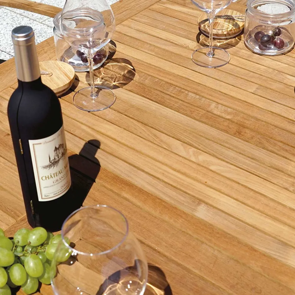 Rozkládací stůl Butterfly na 210 cm z hliníkové a teakové desky - Incanto Viadurini