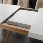 Bílý výsuvný stůl s přírodní pevná konstrukce Rico Viadurini
