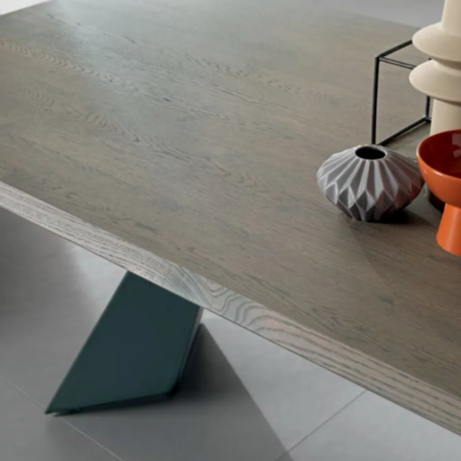 Rozkládací stůl s bočním nástavcem z dýhovaného dřeva - Aperol Viadurini