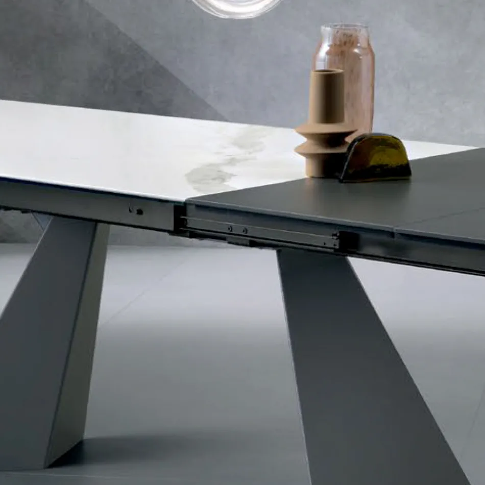 Rozkládací stůl s bočním nástavcem ze sklokeramiky - Aperol Viadurini