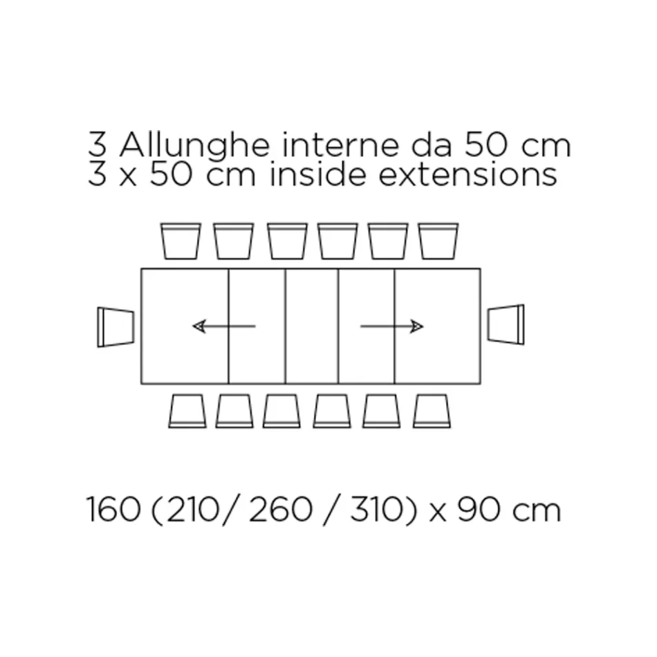 Rozkládací stůl s centrálním otevíráním a skládací hranou Made in Italy - Dalmatian Viadurini