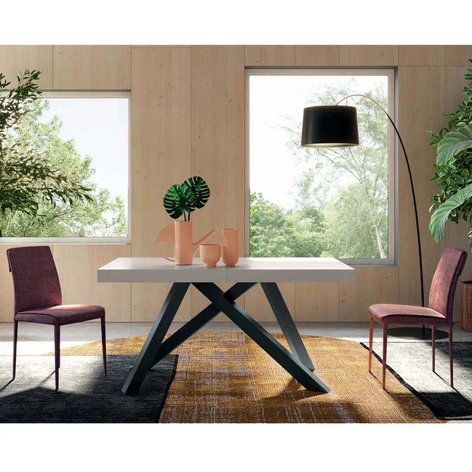 Rozkládací stůl se synchronizovaným centrálním otevíráním z laminátu - Settimmio Viadurini