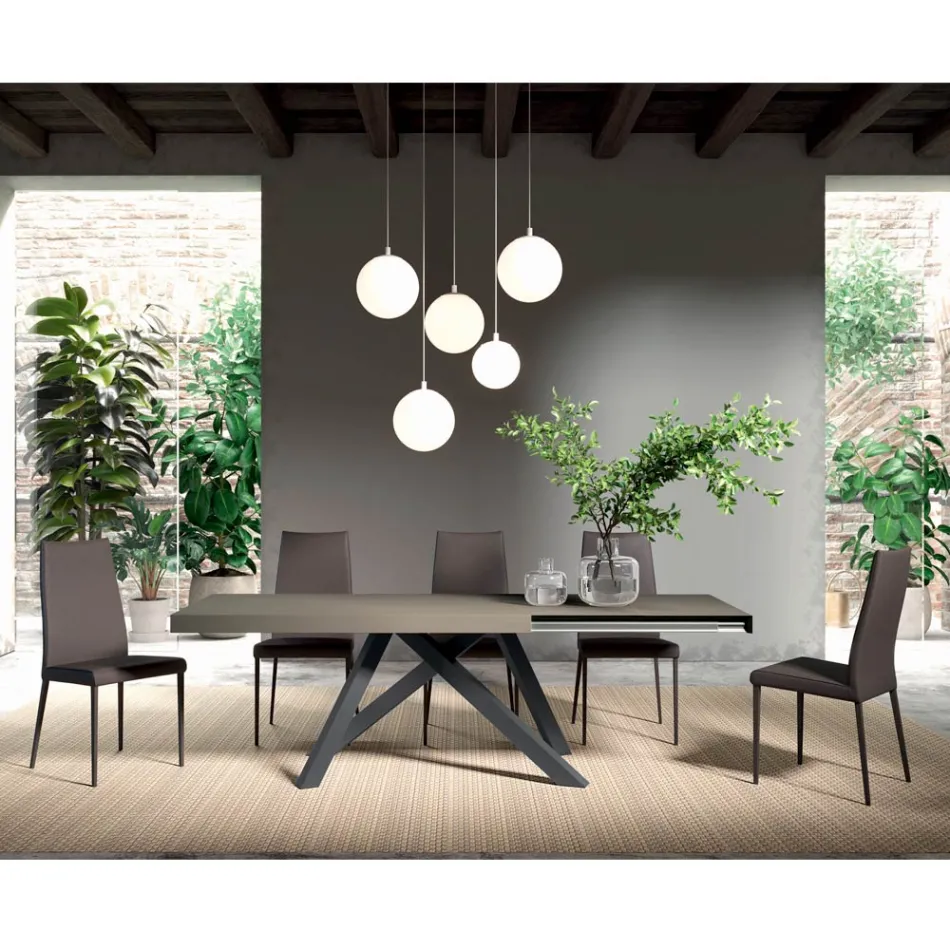 Rozkládací stůl se synchronizovaným bočním otevíráním z melaminu - Settimmio Viadurini