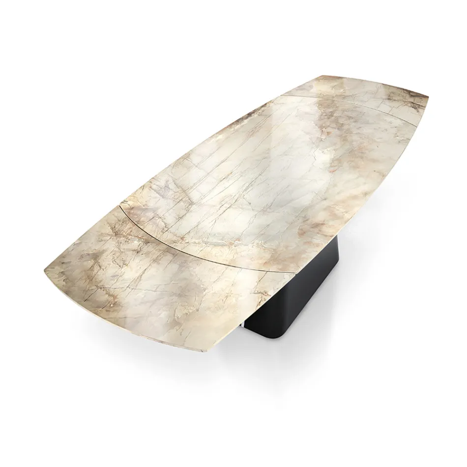 Rozkládací stůl s ocelovou základnou a keramickou deskou v mramorovém provedení - Emilia  Viadurini