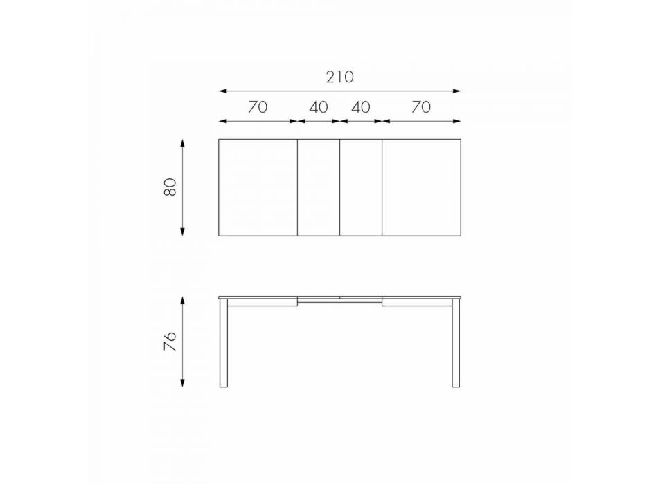 Rozkládací stůl s nohama z bukového dřeva, L130 / 210xP80cm, Denisio Viadurini