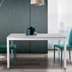 Rozkládací stůl s bílými kovovými nohami a melaminovou deskou - Shaila Viadurini