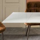 Rozkládací stůl s deskou z matného bílého skla Made in Italy - Settimmio Viadurini