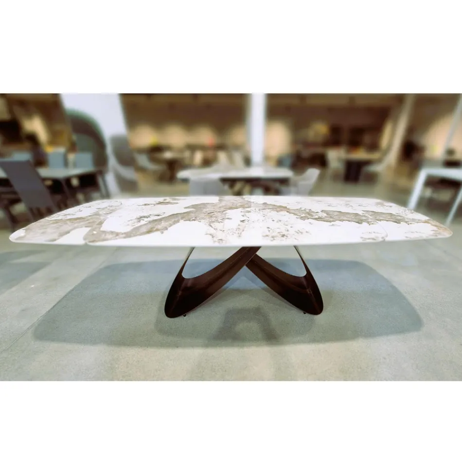 Rozkládací stůl od 180 do 260 cm ze slinutého gresového dřeva s povrchovou úpravou Pandora - Orion Viadurini