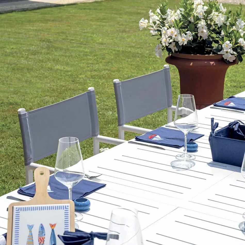 Venkovní rozkládací stůl s hliníkovou lamelovou deskou - Supernova Viadurini