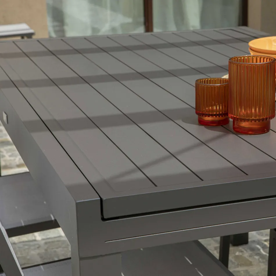 Rozkládací zahradní stůl vyrobený výhradně z hliníku - list Viadurini