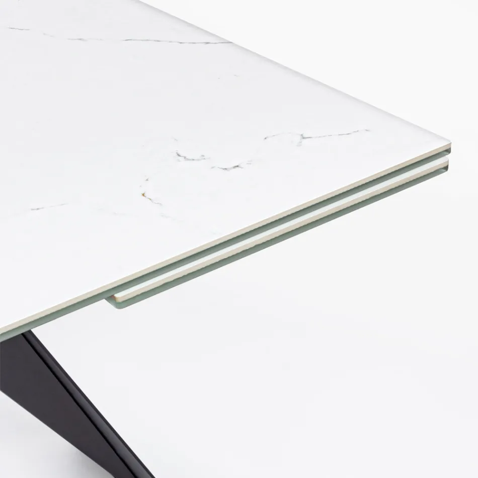 Rozkládací jídelní stůl 240 cm sklo a keramická deska - Barone Viadurini