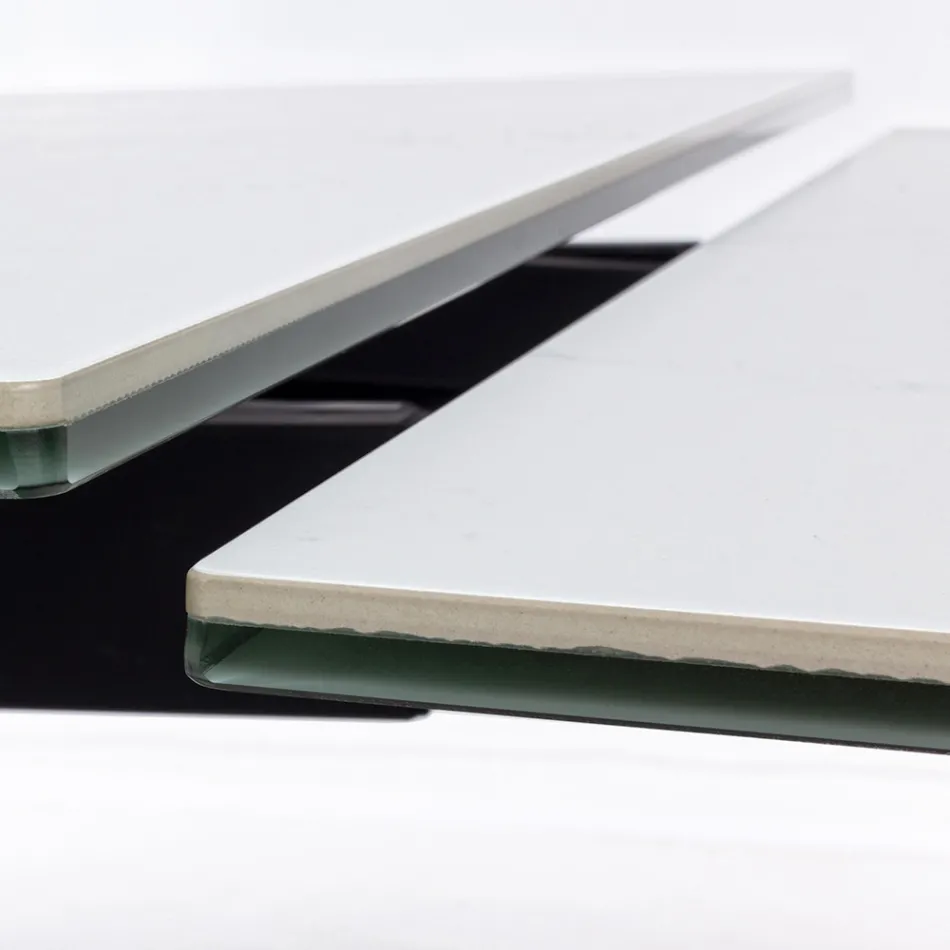 Rozkládací jídelní stůl 240 cm sklo a keramická deska - Barone Viadurini