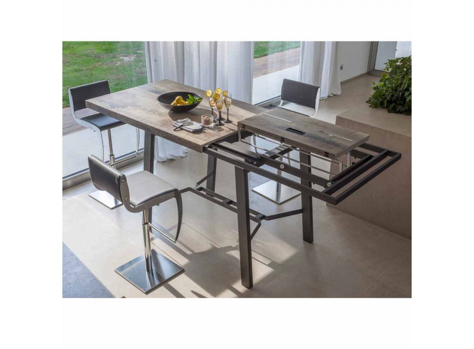 Rozkládací jídelní stůl ze dřeva a kovu do 280 cm - Gallotto Viadurini