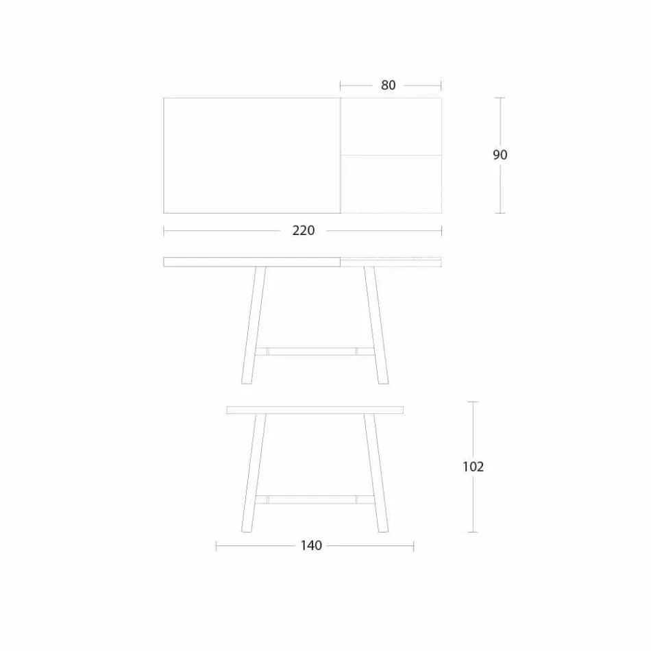 Rozkládací jídelní stůl ze dřeva a kovu do 280 cm - Gallotto Viadurini