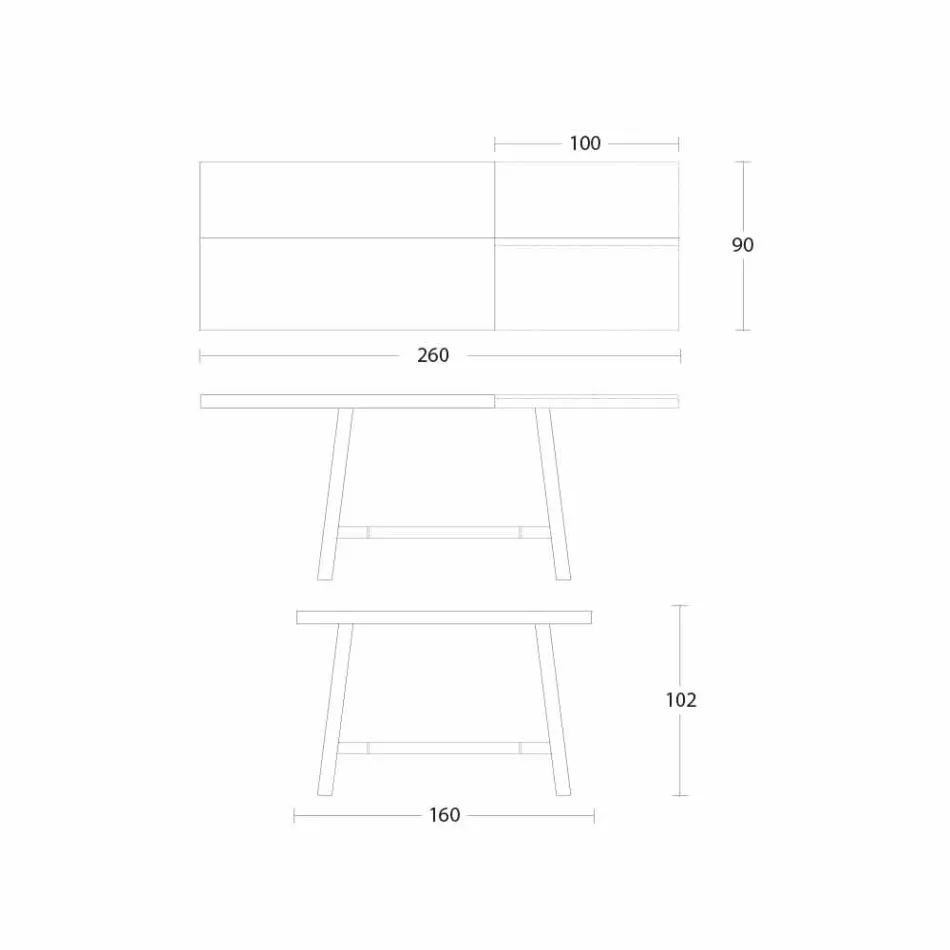Rozkládací jídelní stůl ze dřeva a kovu do 280 cm - Gallotto Viadurini