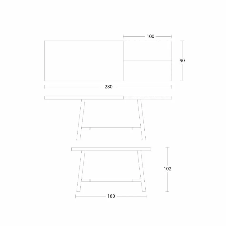 Rozkládací jídelní stůl ze dřeva a kovu do 280 cm - Gallotto Viadurini
