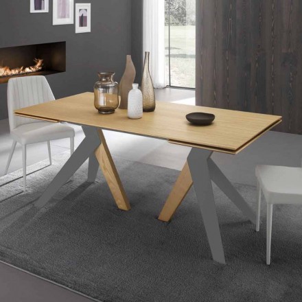 Designový výsuvný stůl s dubovou deskou Daryl, vyrobený v Itálii Viadurini