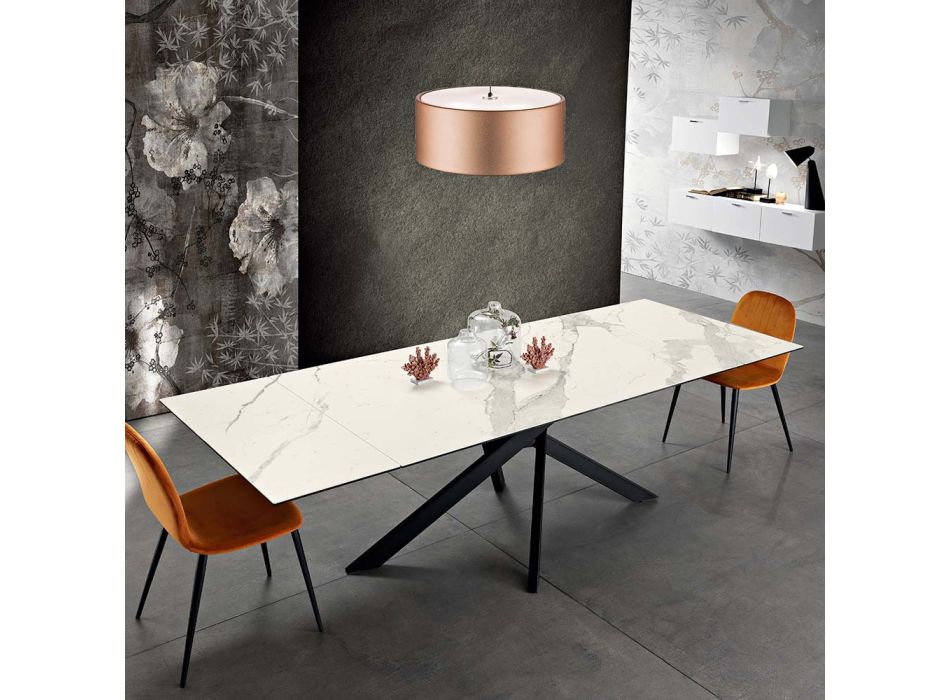 Rozšiřitelný designový stůl ze skleněné keramiky vyrobený v Itálii, Dionigi Viadurini