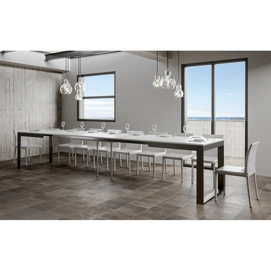 Rozkládací stůl moderního designu z melaminového dřeva - Badesi Viadurini