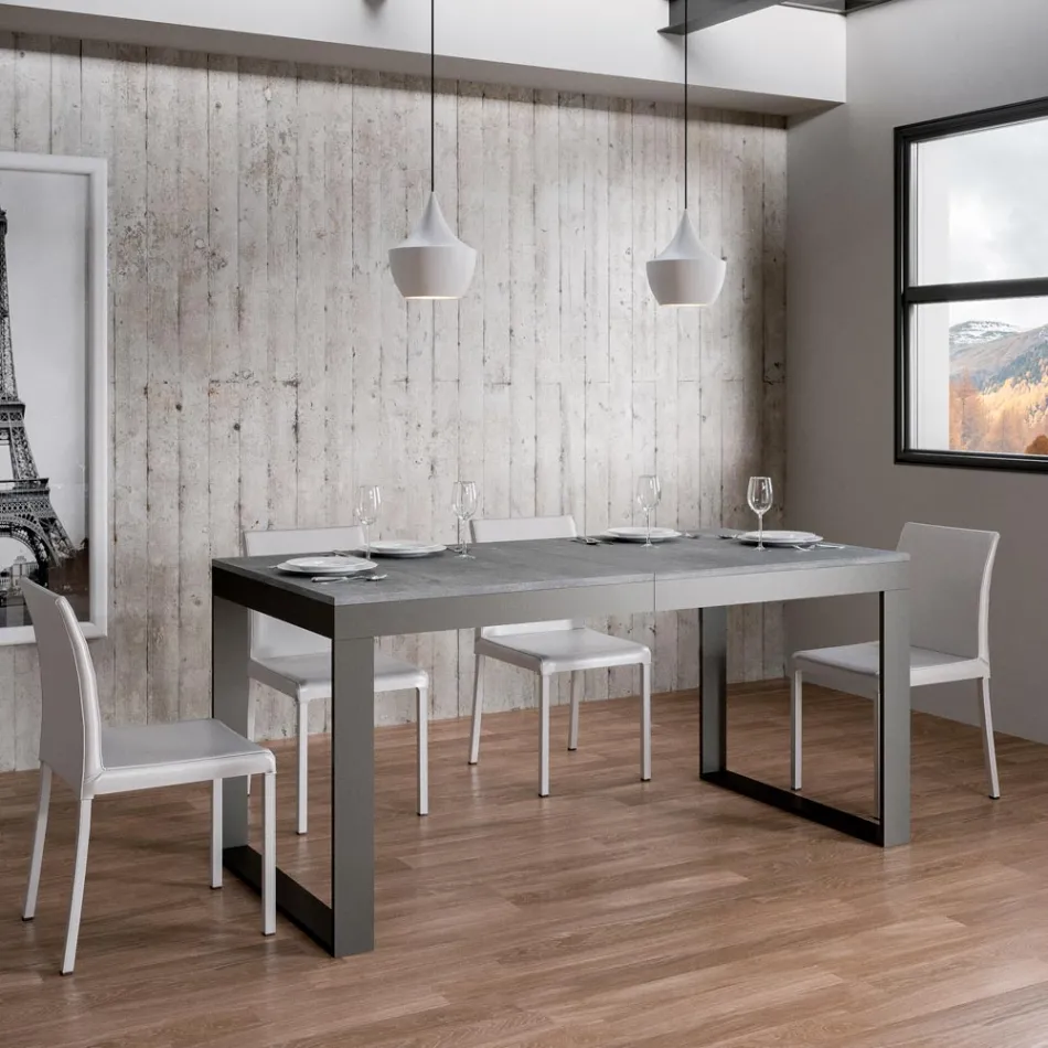 Rozkládací stůl moderního designu z melaminového dřeva - Badesi Viadurini