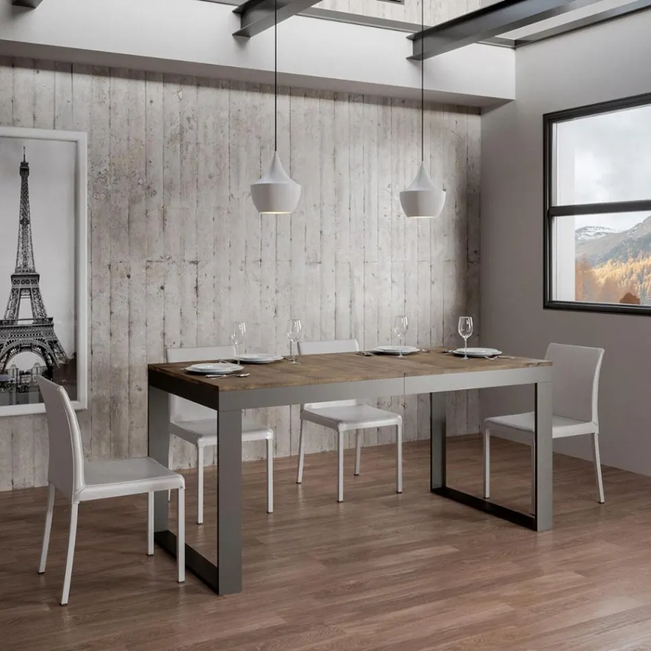 Rozkládací stůl moderního designu z melaminového dřeva - Badesi Viadurini